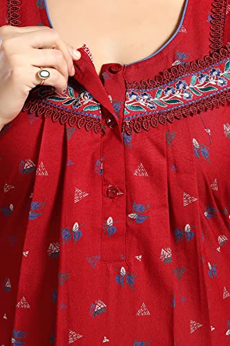 Image of Soulemo Women's Cotton, Rayon & Polyester Printed Maxi Nighty (Alpine) 861