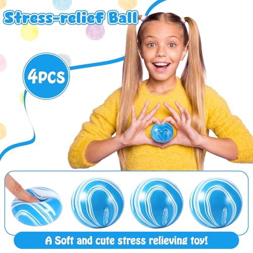 Shappy 4 Pack Ice Stress Ball Slow Rising Stress Balls for Adults Kids, 2.3 Inch Sensory Toy for Anxiety Relief, Round Shape Balls for Classroom Prizes, Party Favors (Blue, Round) - Image 2