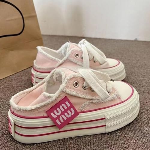 Womens Canvas Mules Sneakers,Wedge Slide Mules Soft Sole Comfortable Breathable Mesh Shoes Slip on Casual Fashion Lightweight Chunky Sneakers2