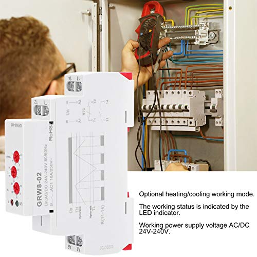 Digital Thermostat Grw8-02 Ac/Dc 24V-240V Temperature Controller Relay Temp Control Monitor With Test Probe L-N Power Terminal Din Rail Installation #TOP2