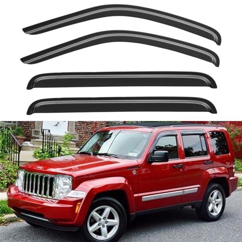 Image of Window Visors Rain Guards for 2008 2009 2010 2011 2012 Jeep Liberty, Out-Channel Window Vent Wind Deflectors Visors Shades for 08 09 10 11 12 Jeep Liberty