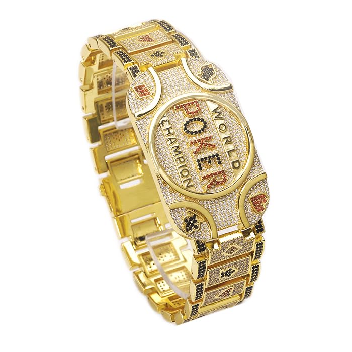 Wold Poker Champion Bracelet Brass Full Iced 8.5
