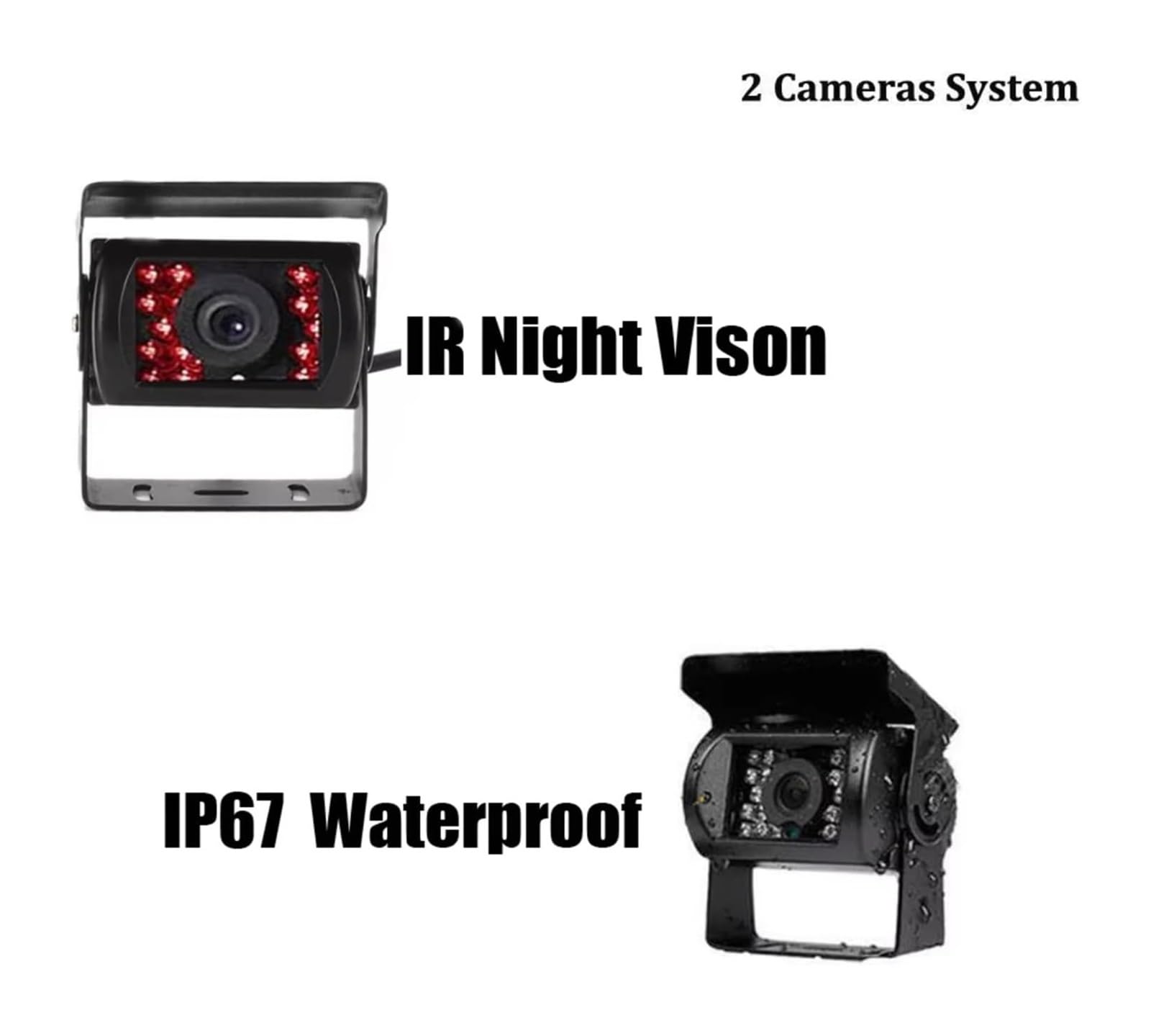 Kit Visión Trasera para Coche 2 Cámaras Marcha Atrás Monitor TFT 7 Pulgadas para Autocaravana Autobús Camión 12V 24V Cámara de Respaldo