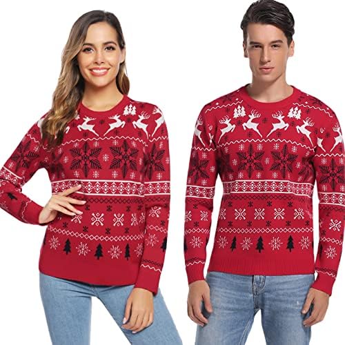 Bresdk Kersttrui-jurk voor dames, gebreide jurken, truien met lange mouwen, pulloverjurk voor dames, ronde hals, gebreide kleding voor herfst en winter, Zwart, XL