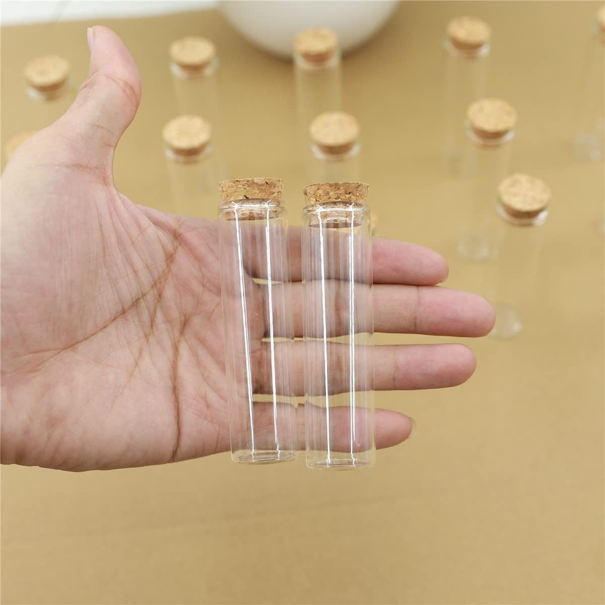 Provette di vetro, Confezione da 50 barattoli di vetro for confetti con tappi for provette for artigianato varie dimensioni(80mm 20ml)
