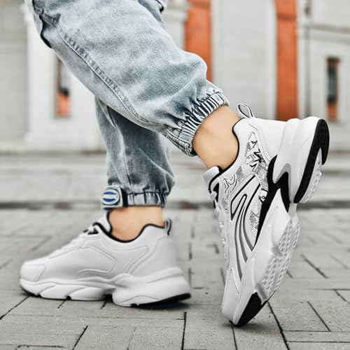 and Trendy High - end Large - Size Men's Platform Chunky Running Shoes, Comfy and Lightweight, Suitable for Casual Activities and Tennis - Related Sports (Black,11)4