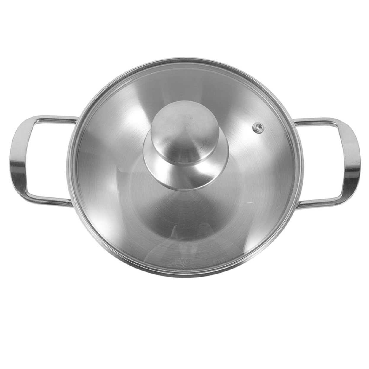 NULYLU Cooking Wok Portable Outdoor Pot Double Handles Stainless Steel Heat Resistant Easy Clean Home Kitchen Accessory