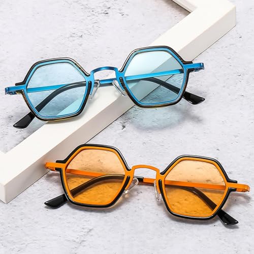 Lunettes de soleil rétro punk polygonales mixtes avec verres transparents UV400
