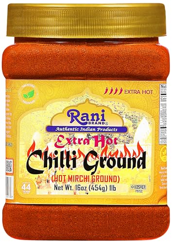 Rani Extra Hot Chilli Powder Indian Spice 16oz (1lb) 454g PET Jar ~ All Natural | No Color added | Gluten Friendly | Vegan | NON-GMO | No Salt or fillers