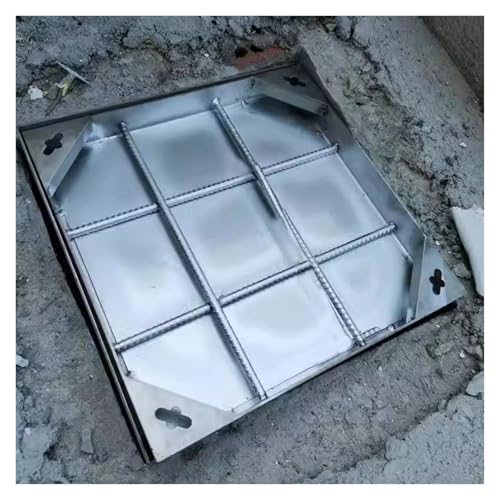 Invisible Square Manhole Cover with Base, Outside Metal Septic Tank Lid for Commercial Zone / Industrial Area / Pedestrian Street / Park Greening, Recessed Inspection Chamber Covers(H -8cm/3.15in,85x8