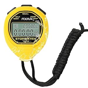 FCXJTU Digital Waterproof Stopwatch, 60Laps Split Memory Stopwatch, No Clock, No Calendar, No Alarm, Simple Silent Large Display Stop Watch for Sports Swimming Training Coaches (Yellow)
