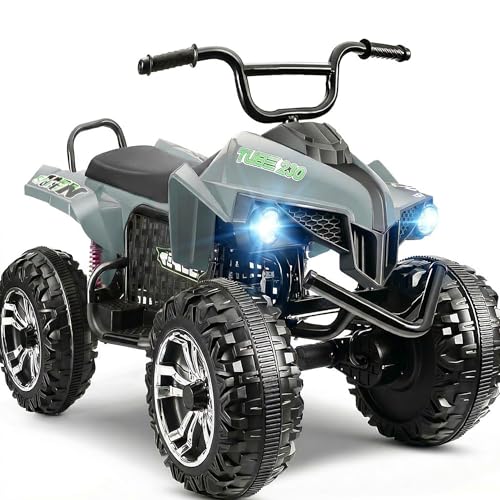 Image of Hikole XL 24V ATV, 4 Wheelers for Kids Ages 6-14, 2 Seater, Gray | Iron Frame, 4X100 Power Motor, 24'' Spacious Seat, Spring Suspension, Music & LED Lights