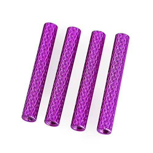 50pcs/Pack M3 Aluminum Column 30mm Round Knurled Alloy Standoff textureSpacer Stud Fastener for RC Multirotors (Purple)