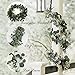 SOMYTING Artificial Eucalyptus Garland with White Flowers 2 Packs 5.9Ft Silver Dollar Leaves Eucalyptus Garland Faux Greenery Vines for Wedding Arch Table Runner Mantle Party Room Decor