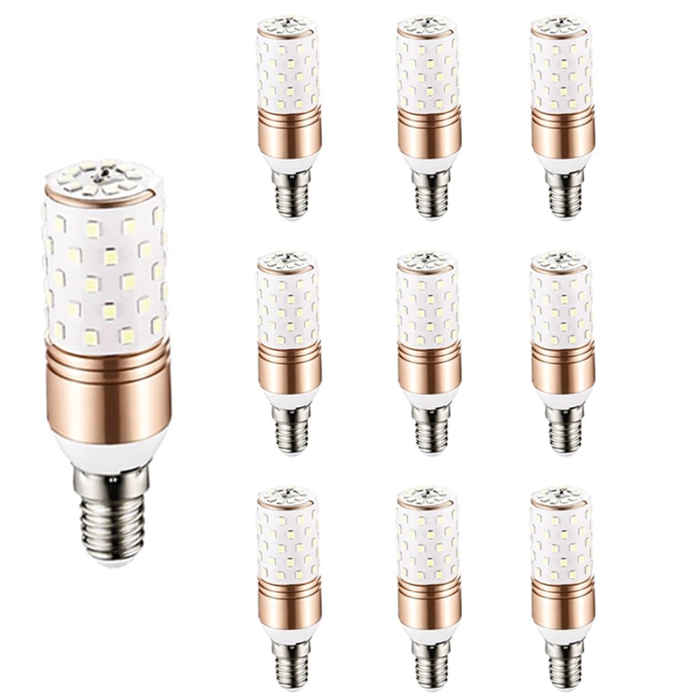 Paquete de 2/10 Bombillas Led E14, Bombillas Led de Maíz de 12 W, Equivalente a 100 W, Bombillas de Araña de Luz Blanca Diurna de 6000 K, Bombillas de Ventilador de Techo con Base E14/Neutra