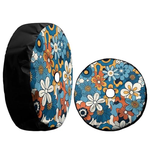 Image of Delerain Spare Tire Cover with Backup Camera Hole Floral Hippie Pattern Wheel Covers Sun Protection Waterproof for Truck RV Trailer SUV and Many Vehicle (14 Inch for Diameter 23 inch-27 inch)