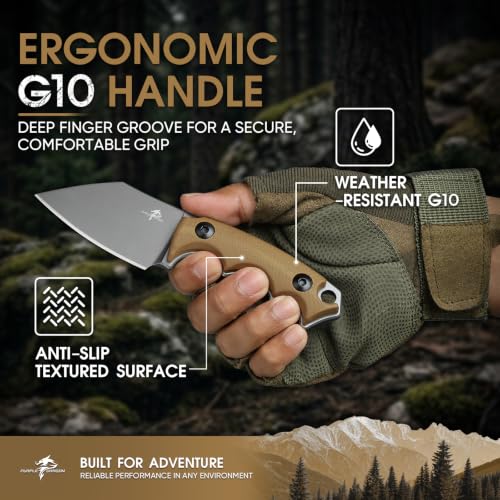 Image of Purple Dragon EDC Fixed Blade Knife with Rotatable Sheath,D2 Survival Knife