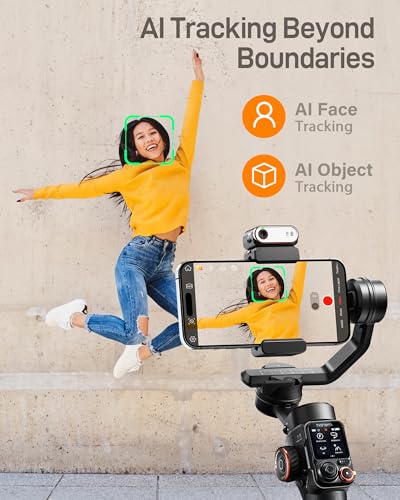 hohem iSteady M7 Gimbal Stabilizer for iPhone, 3-Axis Phone Stabilizer with AI Tracking, 1.4" OLED Detachable Touchscreen Remote, Built-in Extension Rod, Fill Light, Video Recording Vlogging YouTube - Image 4
