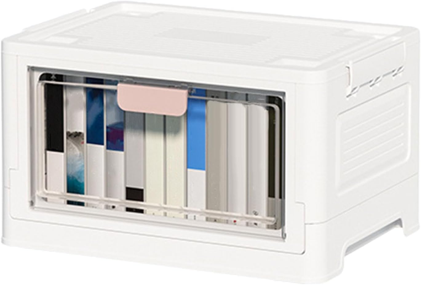 Stackable Storage Bin With Clear Door Multifunctional Closet Organizers Foldable Storage Box Snacks Organization Tool