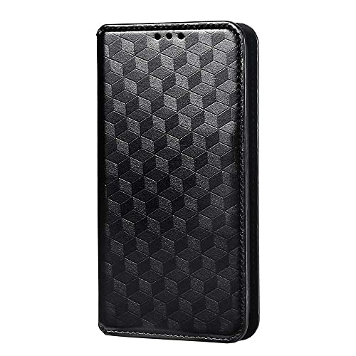 Schutzhülle kompatibel mit vivo V11. Lederhülle mit Kartenschlitz, Brieftaschen-Design, stereoskopische Muster. Standbare Klapphülle schwarz