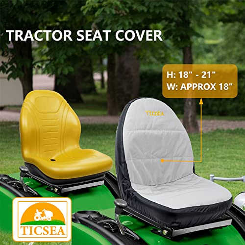 Image of Riding Lawn Mower Seat Cover,Waterproof Tractor Seat Cover fits Tractor Seat Backrests 18 inch - 21 inch H Without Armrests, Approx 18.8 inch W