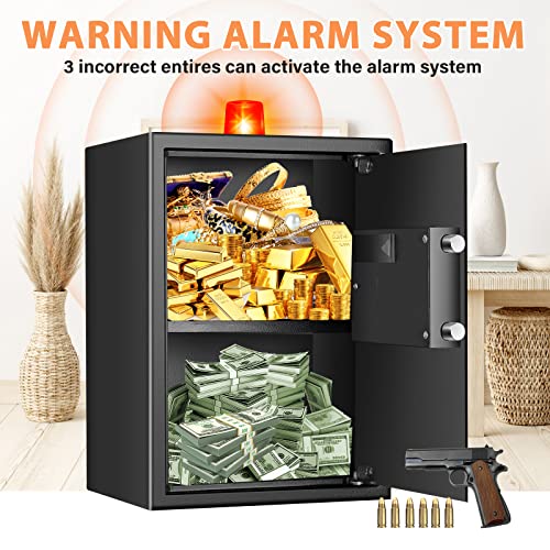 Zogola 2.2 Cubic Large Safe Box Fireproof Waterproof, Anti-Theft Fireproof Safe With Digital Keypad Key And Removable Shelf, Security Home Safe For Pistol Money Medicine Important Documents #TOP7