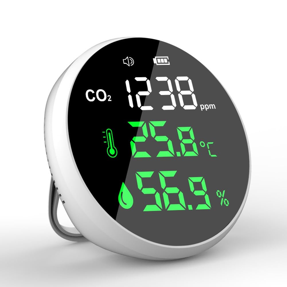 Detector de Dióxido de Portátil, Probador de Calidad del Aire, Medidor de CO2, Termómetro e Higrómetro