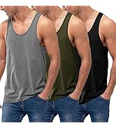 COOFANDY Men's 3 Pack Tank Tops Cotton Performance Sleeveless Casual Classic T Shirts