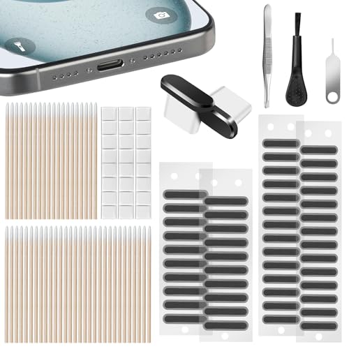 AXFEE Kit Poussière de Téléphone, 106 PCS Métal Bouchon Anti-Poussière avec Aiguille coincée,...