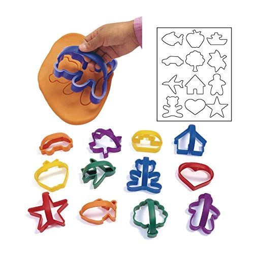 Colorations Easy Grip Dough and Clay Cookie Cutters, 12 Pieces, Class Pack, for Kids, Education, Shapes, School, Arts & Crafts, Learning