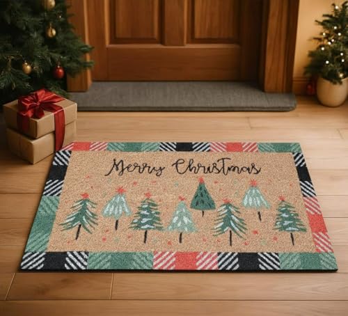Folkulture Christmas Door Mat Outdoor, Eco Friendly Christmas Door Mats