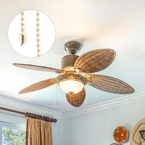 Image of 120in Ceiling Fan Pull Chain Extender, 3mm Premium Metal Light Roller Blind Beaded Pull Chain Extension with 20pcs Connectors Practical Accessories for Light Fixture DIY Crafts (Gold)
