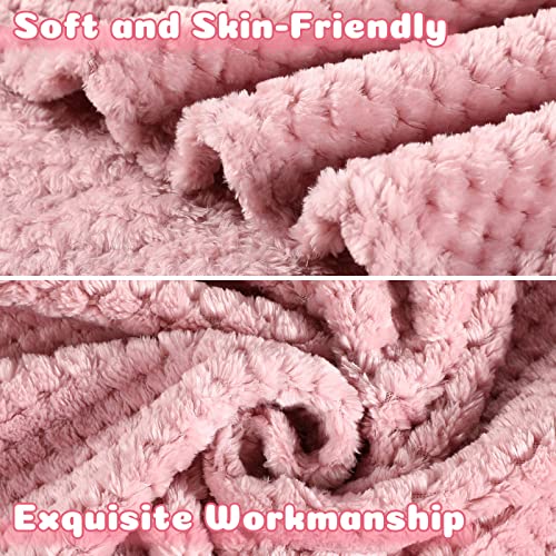 Image of Reginary 4Pcs 30x40 Baby Blanket Fuzzy,Pink | Waffle Flannel Baby Throw Blankets, Warm Nursery & Crib Blankets, Girl & Boy Newborn Infant