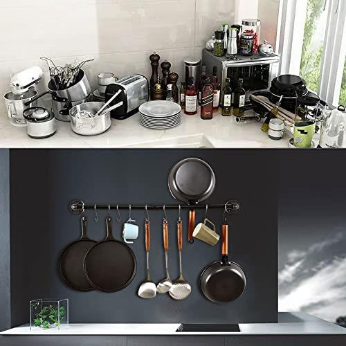 Hoemlim Pipe Pot Pan Rack Wall Mounted Industrial Utensil Lid Holder Cookware Hanger Kitchen Organizer Hanging Bar Rail With S Hooks(36 Inch,Black) #TOP4
