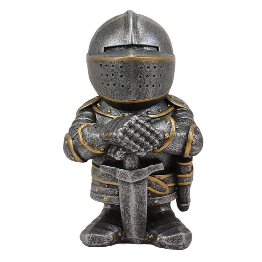 Anso Black Retro Crusader Armor Knight Gnomes Guard Statues Yard Decor Garden Lawn Ornament (Guard H)