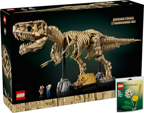Lego Tyrannosaurus Rex : fossiles de dinosaures – Lego 76968 – Modèle à l'échelle 1:12 pour adultes – Comprend un squelette mobile T. Rex – Figurine Alan Grant & Ellie Sattler