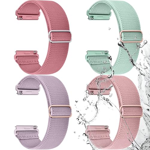 Image of Fullmosa 4-Pack 20mm Water-Resistant Nylon Watch Straps | Compatible with Amazfit Bip U, Amazfit GTR /GTS, Samsung Galaxy Watch 7 /6 /5 /4, Garmin Venu and Other 20mm for Men Women