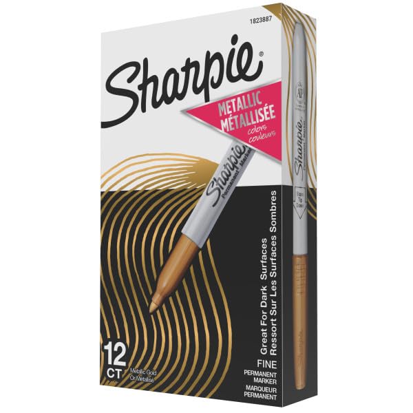 Image of Sharpie Metallic Permanent Markers, Fine Point, Gold, 1 Count (Pack of 144)