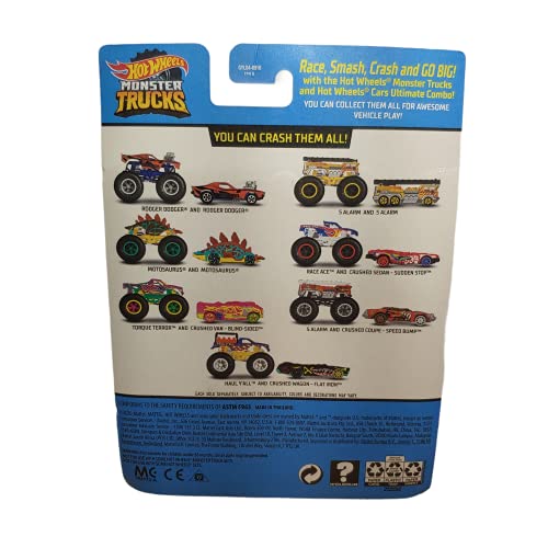Image of Hot Wheels Monster Trucks Hotwheels Monster Trucks Motosaurus, Includes Free Die Cast Car [Teal], Kid