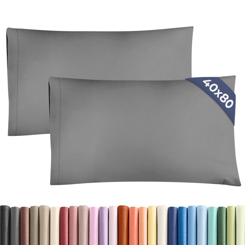 Federa 40x80 Grigio Scuro - Set da 2 - Federe in Microfibra di Alta Qualità - Morbide, Confortevoli e Lavabili in Lavatrice - Federa 40x80 per Cuscini, Set 2 Federe Grigio Scuro - OEKO-TEX Certificato