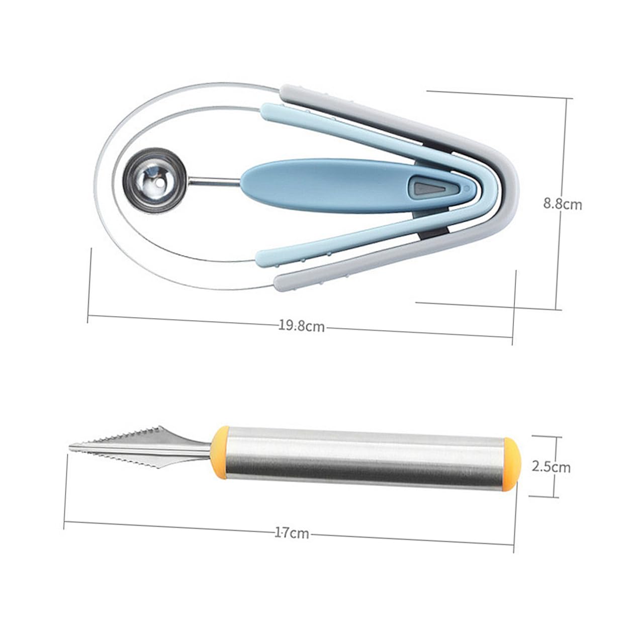 STOBAZA Stainless Steel Fruits Scoops 4pcs Set Multi-functional Kitchen Tool for Easy Digging Carving Suitable for Fruits