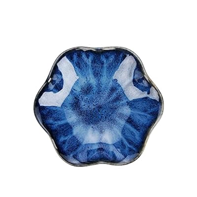 Lotus Leaf Shape Decorative Ring Tray, Small Key Bowl, Ceramic Trinket Tray Jewelry Dish Organizing Necklace Earrings, Home Decoration for Mom Best Friend Sister, Blue.