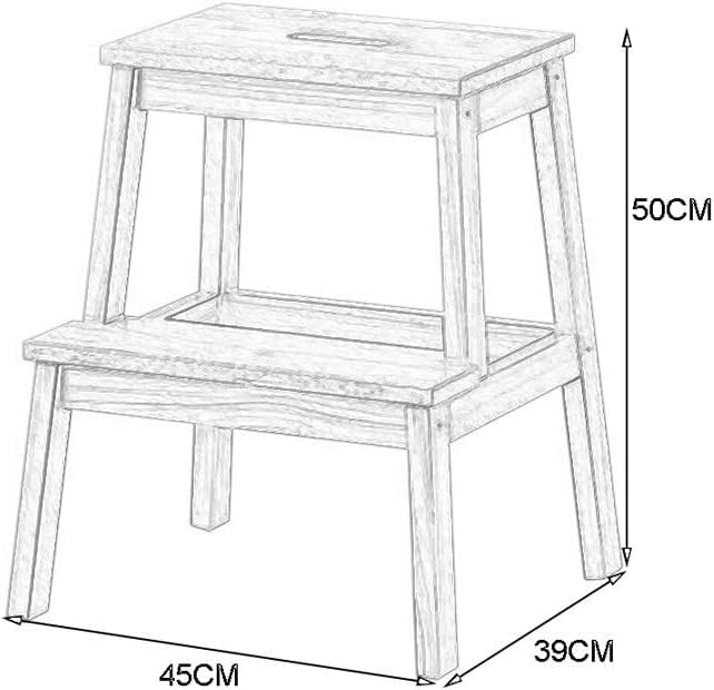 Marchepied en bois multifonction OKUOKA étagère stable blanche - 2