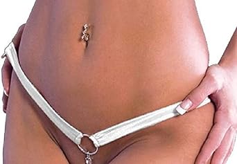 BODYZONE UN001 Crotchless Jeweled G-String. Red, White, or Black