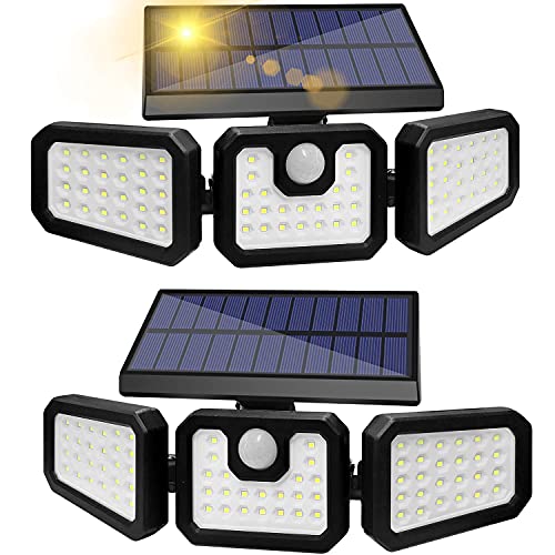 Solar Lights Outdoor, ZHUPIG 3 Heads Solar Powered Outdoor Lights, 800LM 6000K Solar Motion Sensor Light Outdoor, IP65 Waterproof, Wide Angle Illumination for Garage, Garden and Pathway 2 Pack Solar Lights Outdoor, ZHUPIG 3 Heads Solar Powered Outdoor Lights, 800LM 6000K Solar Motion Sensor Light Outdoor, IP65 Waterproof, Wide Angle Illumination for Garage, Garden and Pathway 2 Pack