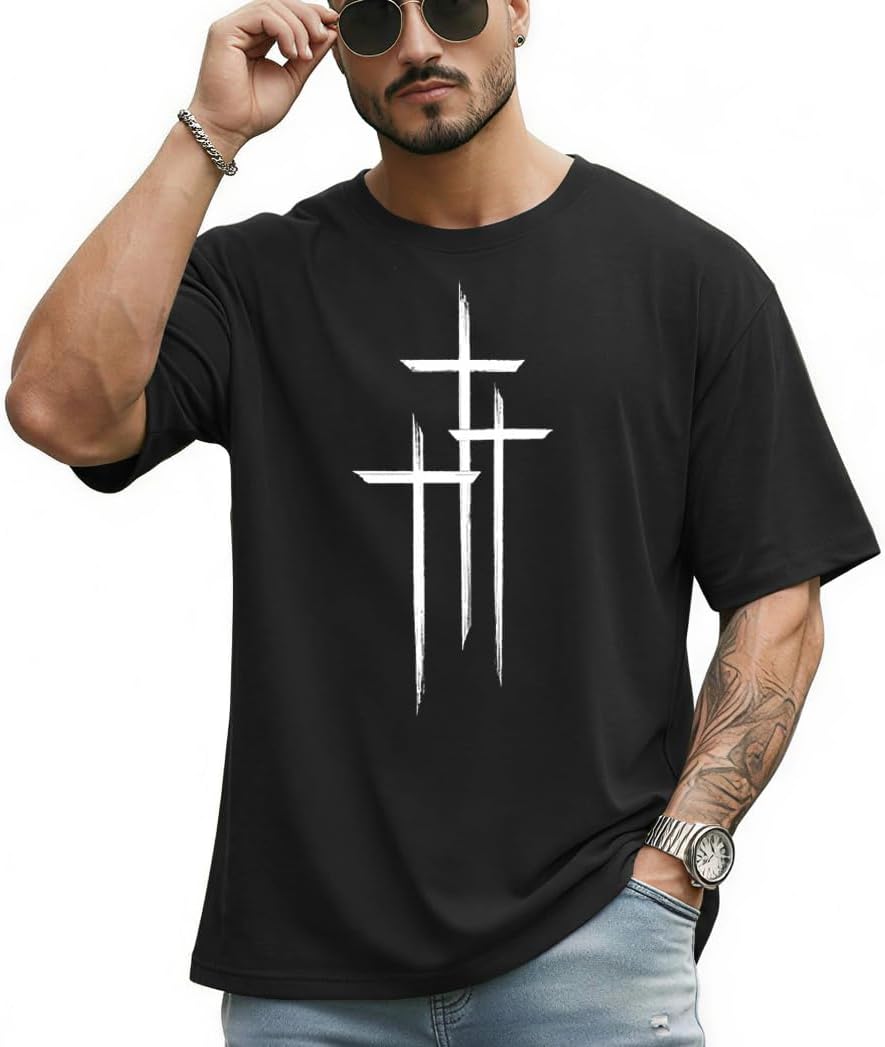 Men's Jesus Christian Shirts Graphic Printed Religious Christ Tshirts God Faith Regular Fit Casual Church Clothes