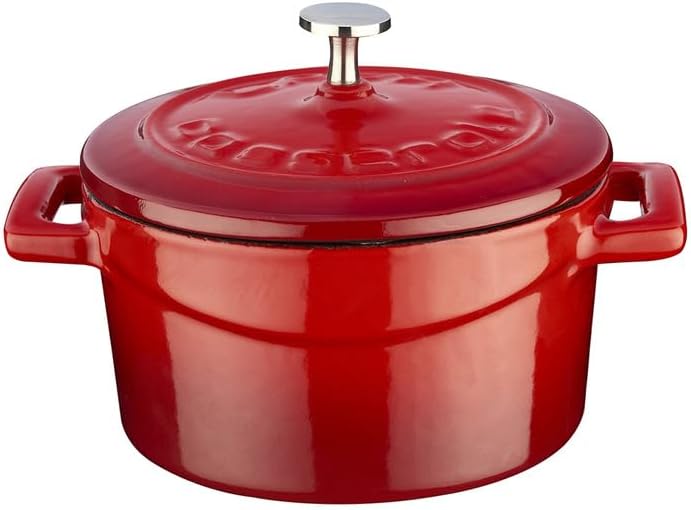 Lava Metal Döküm Mini Tencere, Trendy, 10 cm, 0.35 L Hacim, Kırmızı