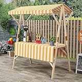 ZIGTUEI Marktstand Imbisswagen, Faltbarer Verkaufsstand, Mobiler Imbisswagen, Marktstand-Ausstellungsständer für Outdoor, für Straßen-/Bauernmärkte/Handwerksausstellungen(Yellow,120cm/47.2in)