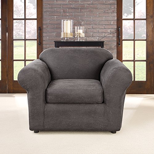 Surefit Ultimate Stretch Leather - Chair Slipcover - Antiqued Slate (Sf44051) #TOP1