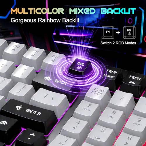 Image of NPET KM98 Triple Mode RGB Backlit Gaming Keyboard and Mouse Combo, 98 Key Quiet Mechanical Feel Keyboard, 7200 DPI Ergonomic Mouse, Spill-Resistant, for PC, Black (Wired Mode KM)